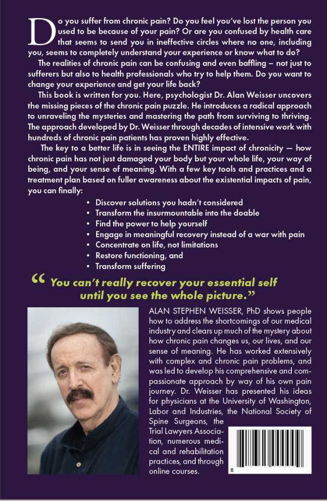 Dr. Alan Weisser's chronic pain book back cover